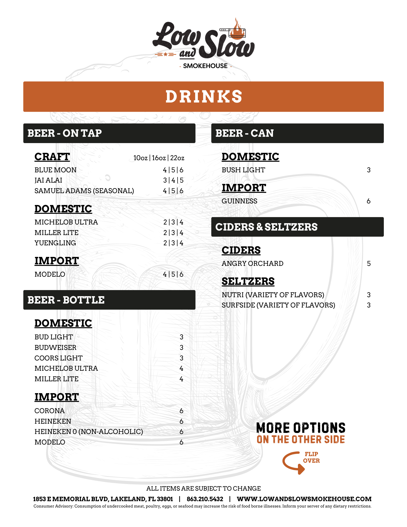 LOSL FL - Drinks Menu - Front