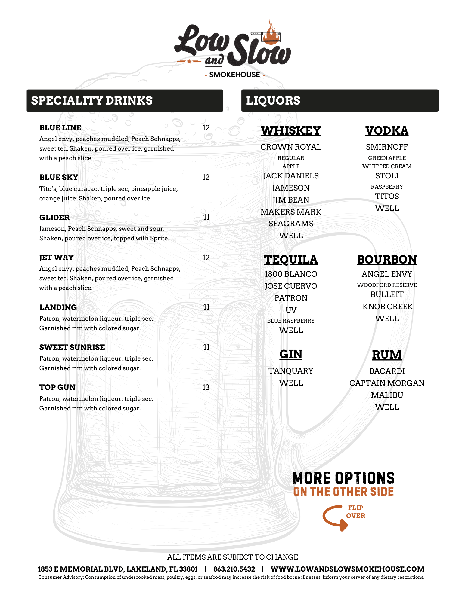LOSL NC - Drinks Menu - Rear